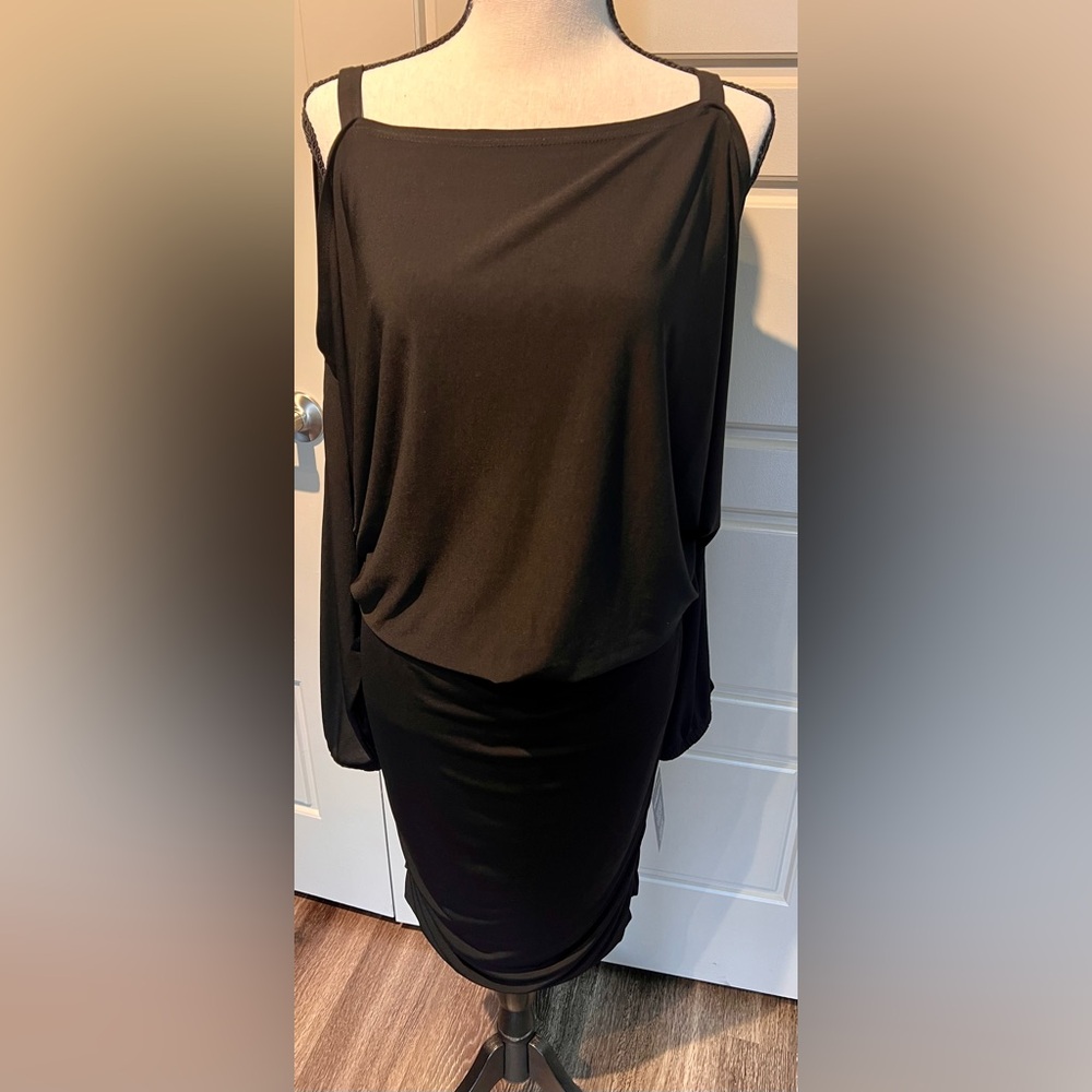 Boston Proper Black Cold-Shoulder Dress